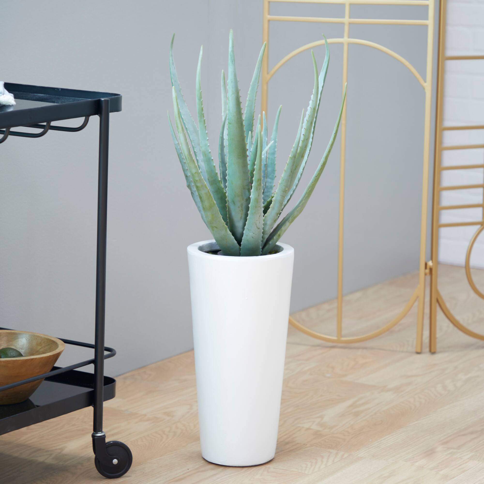 3ft. Contemporary Style Succulent Artificial Foliage in White Pot